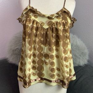 Yellow and Brown Polka Dot Top